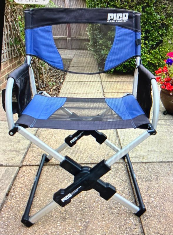 Two fold up director style chairs with carry bags